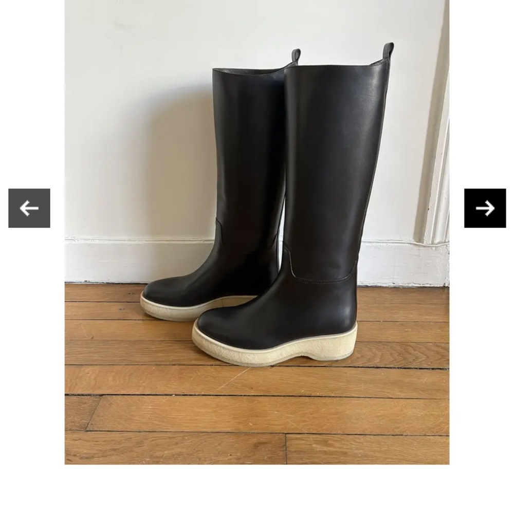 The Row Black and Cream Winter Boots